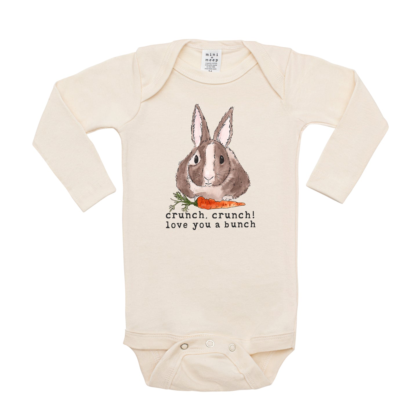 Crunch, Crunch! Love You A Bunch | Organic Unbleached Bodysuit, Long Sleeve