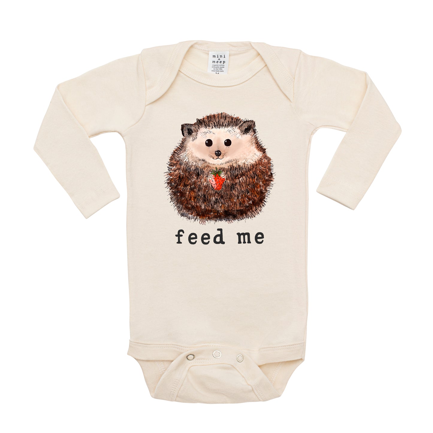 Feed Me | Organic Unbleached Bodysuit, Long Sleeve