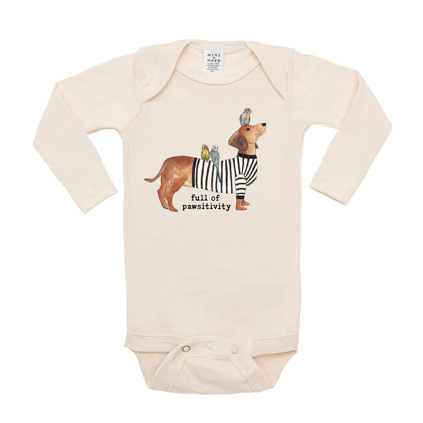 Full of Pawsitivity | Organic Unbleached Bodysuit, Long Sleeve
