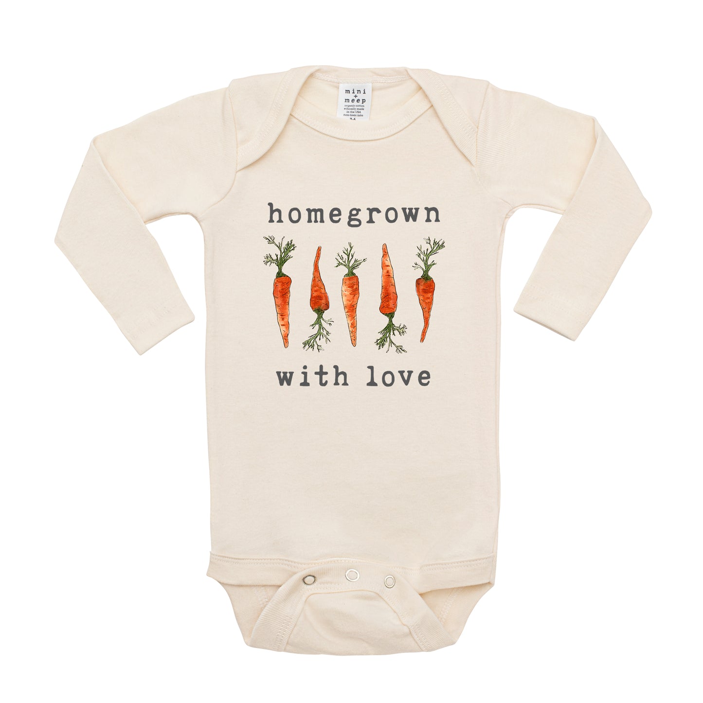 Homegrown with Love® (Carrot Edition) | Organic Unbleached Bodysuit, Long Sleeve