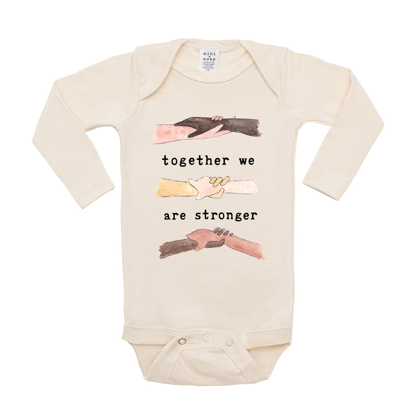 Together We Are Stronger | Organic Unbleached Bodysuit, Long Sleeve