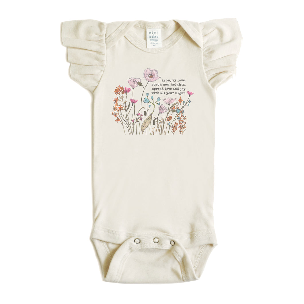 Grow, My Love | Organic Unbleached Flutter Sleeved Snappie