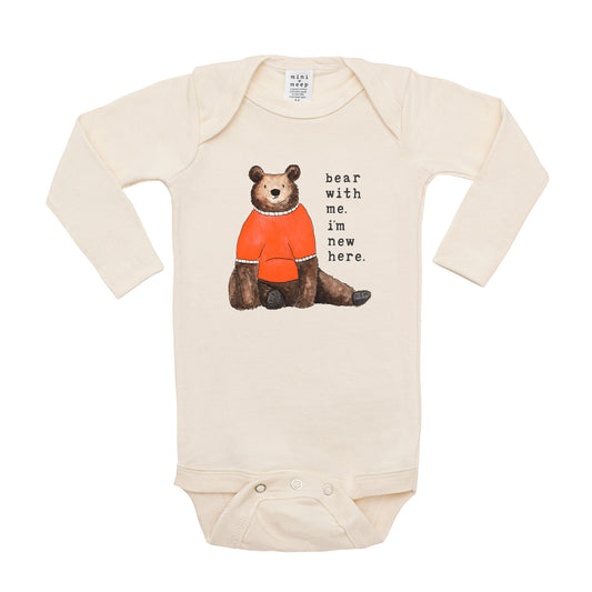 Bear With Me | Unbleached Bodysuit, Long Sleeve
